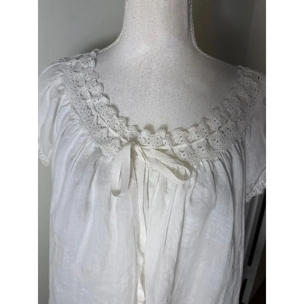 Doen White Cap Sleeve Marinette Top Sz M